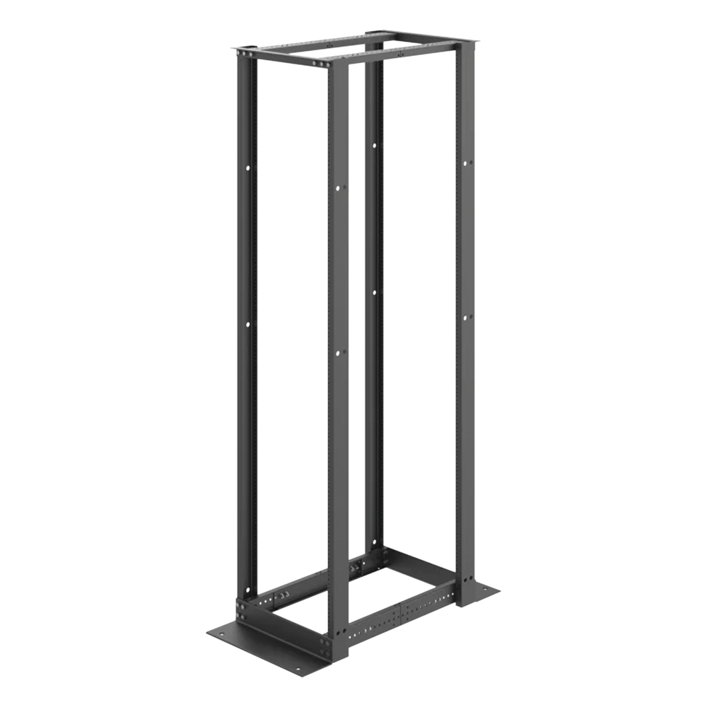 Rack Abierto de 4 Postes Estándar de 19 in / 45U / 2.13 m (7 ft) de Altura / Profundidad Ajustable 450-1050 mm (17.7-41.3 in) / Aluminio 6063-T6 / Rieles Roscados 12-24 / Negro RAL 9005
