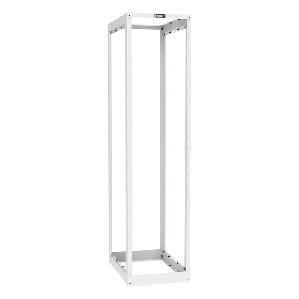 Rack de Cuatro Postes Estándar de 19", Rieles Roscados #12-24, Profundidad Ajustable de 23 a 42 in, 45 Unidades de Rack, Color Blanco