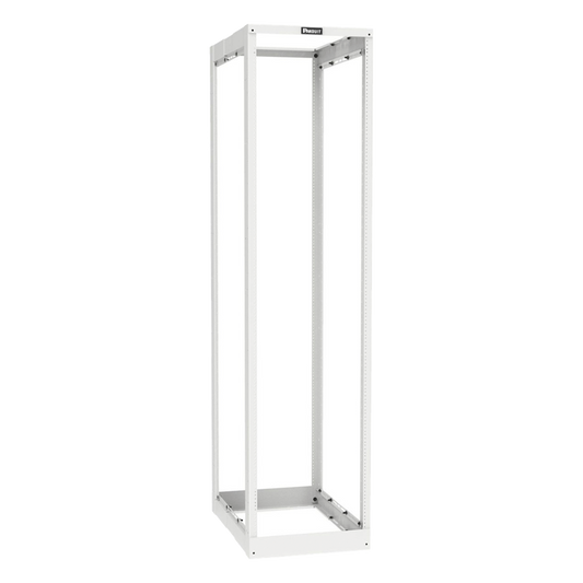 Rack de Cuatro Postes Estándar de 19", Rieles Roscados #12-24, Profundidad Ajustable de 23 a 42 in, 45 Unidades de Rack, Color Blanco