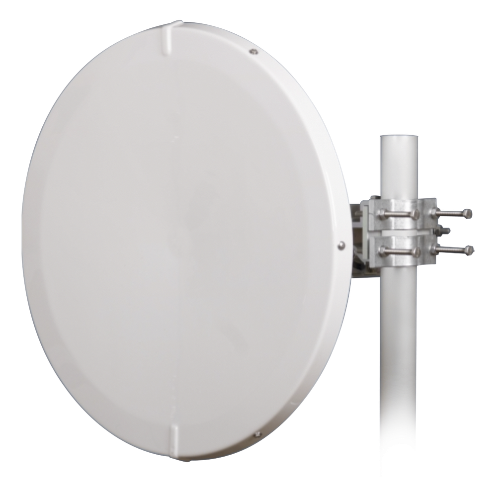 Antena Direccional de Alto Rendimiento / 30.5 ± 1 dBi / 2 ft / 5.9-7.125 GHz / Conectores RP-SMA / Alto Aislamiento al Ruido / Fácil Montaje y herraje de acero inoxidable /  Radomo Incluido