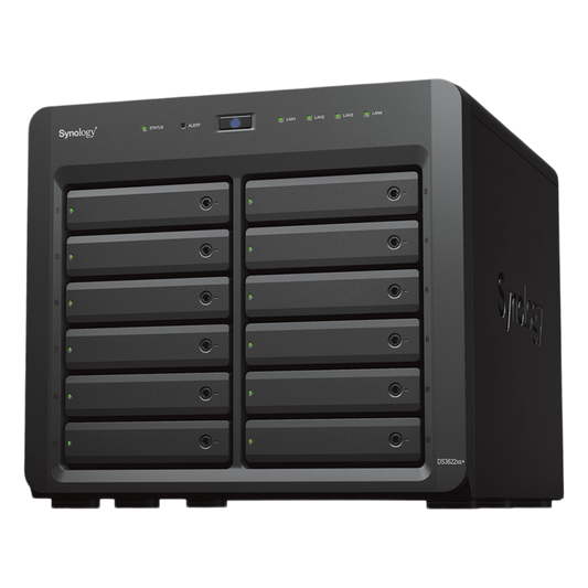 Servidor NAS Synology DiskStation DS3622xs+ | 12 Bahías | Intel Xeon 6 Núcleos | 16 GB DDR4 ECC | 10GbE RJ-45 | Expansión Hasta 36 Bahías | RAID F1, 0, 1, 5, 6, 10 | Caché NVMe SSD .