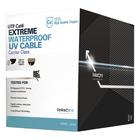 Bobina de Cable UTP Cat6 para Exterior en Color Blanco / 305 Metros (1000 Pies) / Certificada UL / Sin Blindaje