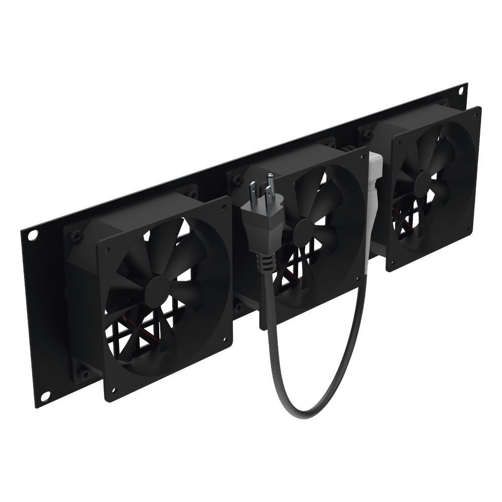 Kit de 3 Ventilador 110 Vca (12 x 12 cm) con Clavija 5-15P. Para instalación en Postes Rack