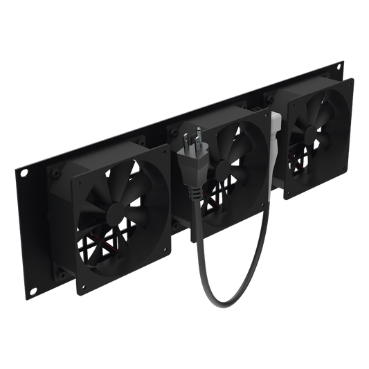 Kit de 3 Ventilador 110 Vca (12 x 12 cm) con Clavija 5-15P. Para instalación en Postes Rack