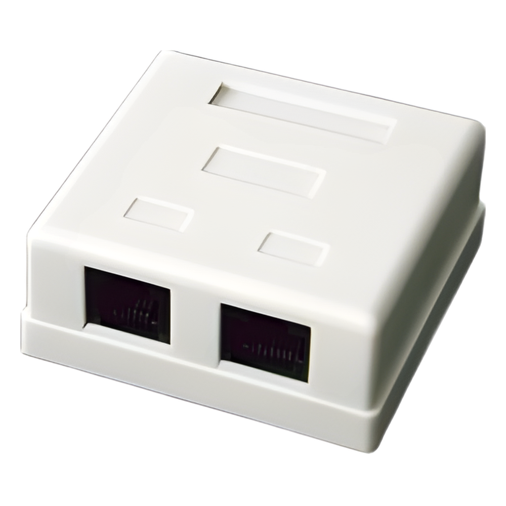 Caja de Pared con 2 Puertos, Incluye 2 Jacks UTP Cat5e Keystone