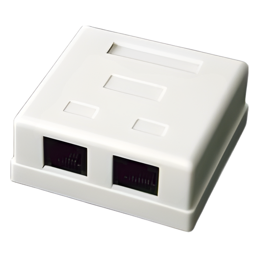 Caja de Pared con 2 Puertos, Incluye 2 Jacks UTP Cat5e Keystone