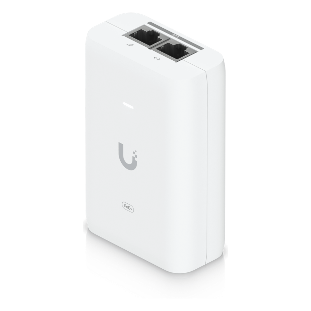 Adaptador PoE+ 2.5G / hasta 30 W / 48V 0.65A / (2) Puertos RJ45 MultiGigabit 2.5G / Salida PoE+ / LED Indicador / Ideal para APs UniFi WiFi 7 / / Protección contra Sobretensiones