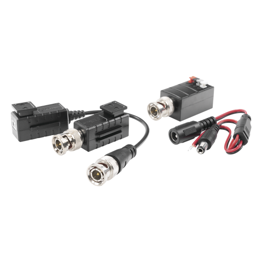 Kit de TRANSCEPTORES DE VIDEO DE LARGO ALCANCE / 320 Metros / Resolución 720P y 1080P / Cat 5e/6 / Compatible con cámaras HD-TVI/CVI/AHD/CVBS / Alimente solo el Receptor / Protección Interconstruida contra sobretensión.
