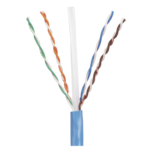 Bobina de Cable UTP 305 Metros (1000 Pies) de Cobre, PanNet, Azul, Categoría 5e (24 AWG), Riser (CMR), de 4 Pares