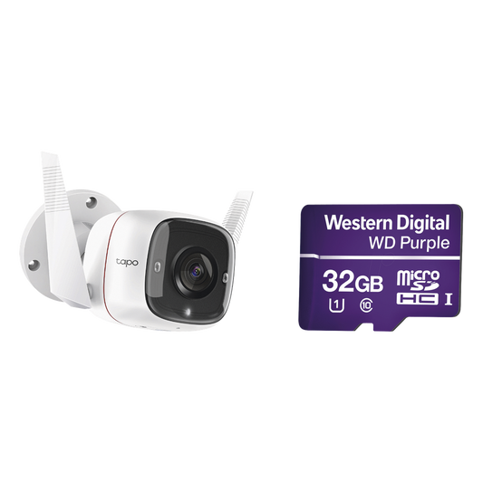 Kit de Cámara IP Wi-Fi / Incluye 1 Pieza Modelo TAPOC310 / 2 Megapixel / Audio Doble Vía / Utiliza la App Tapo / 1 Memoria Micro SD Modelo WD32MSD