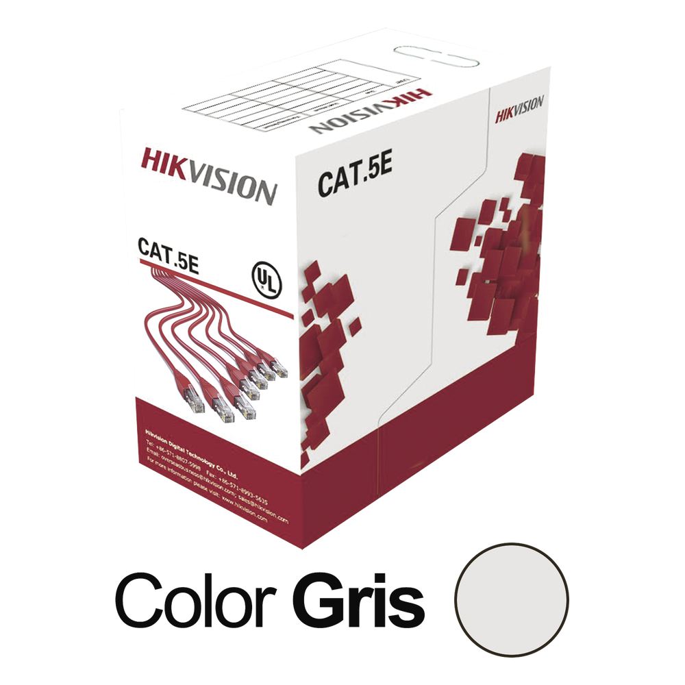 Bobina de Cable UTP 305 Metros (1000 Pies) / Cat5E (24 AWG) / Color Gris / PVC (CM) / Uso en Interior / 100% Cobre / Aplicaciones de CCTV y Redes de Datos