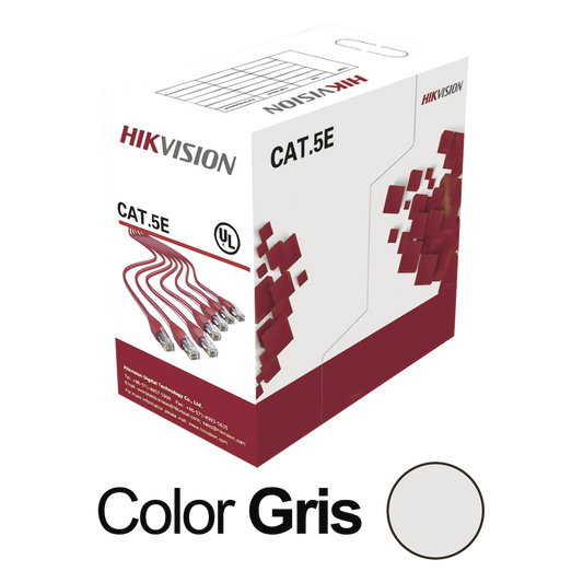 Bobina de Cable UTP 305 Metros (1000 Pies) / Cat5E (24 AWG) / Color Gris / PVC (CM) / Uso en Interior / 100% Cobre / Aplicaciones de CCTV y Redes de Datos