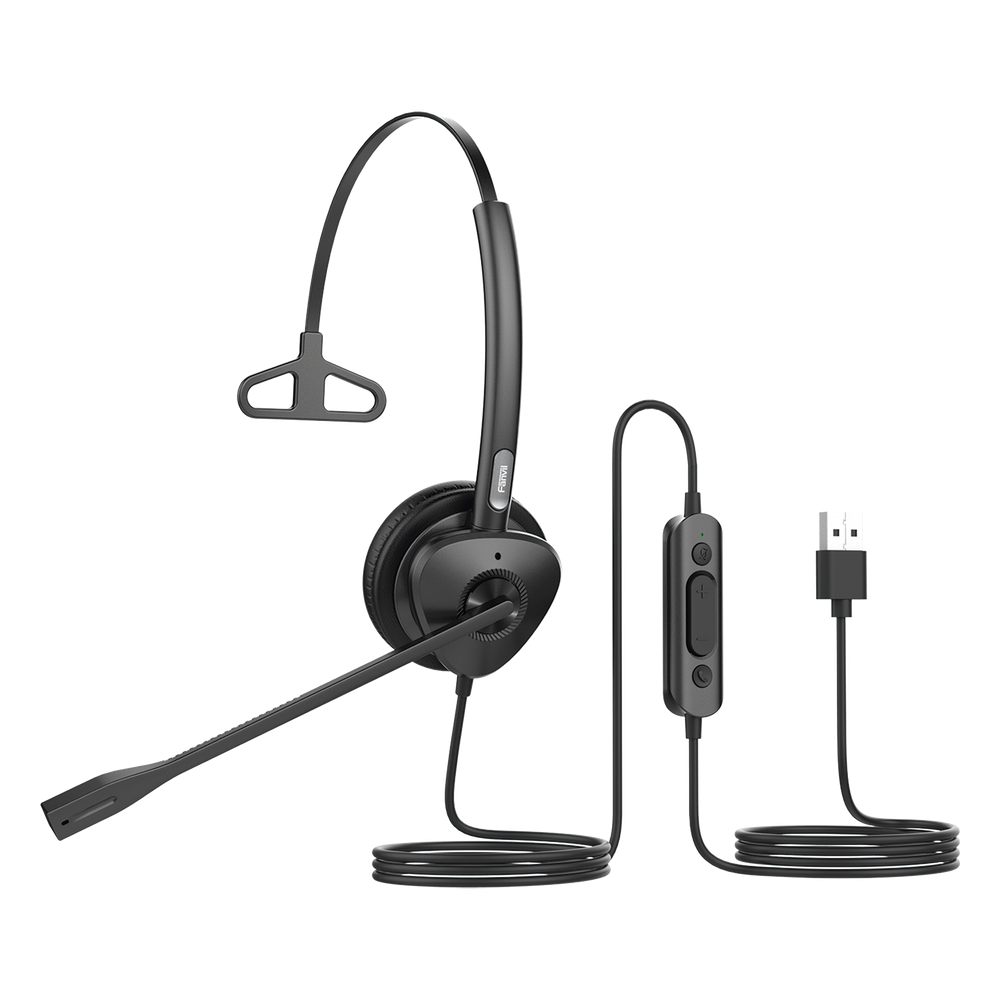 Diadema monoaural con tecnología antishock para teléfonos IP FANVIL con interfaz USB con micrófono de cancelación de ruido, larga durabilidad