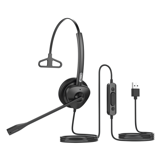 Diadema monoaural con tecnología antishock para teléfonos IP FANVIL con interfaz USB con micrófono de cancelación de ruido, larga durabilidad