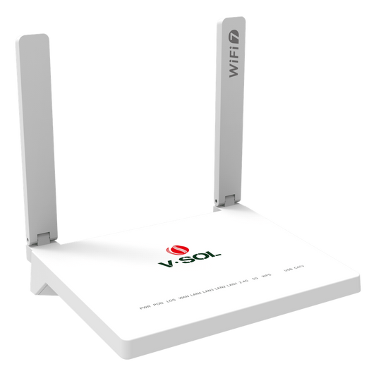 ONU GPON/EPON con Wi-Fi 7 / Puerto CATV / 1 Puerto 2.5 Gigabits/ 3 Puertos Gigabit / Puerto PON SC/UPC, Hasta 3600 Mbps