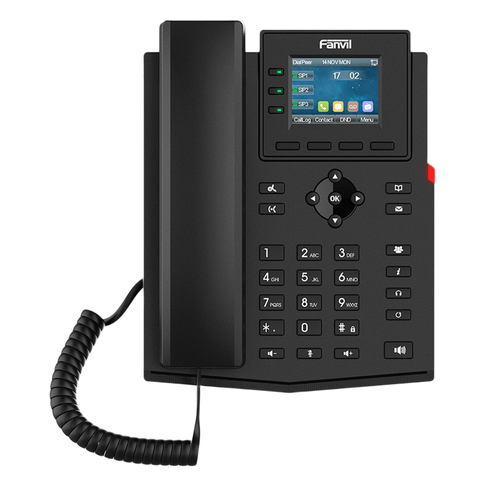 Teléfono 2 Hilos para switch PN8 y PN24 /empresarial para 4 líneas SIP con pantalla LCD de 2.4 pulgadas a color, Opus y conferencia de 6 vías, PoE.