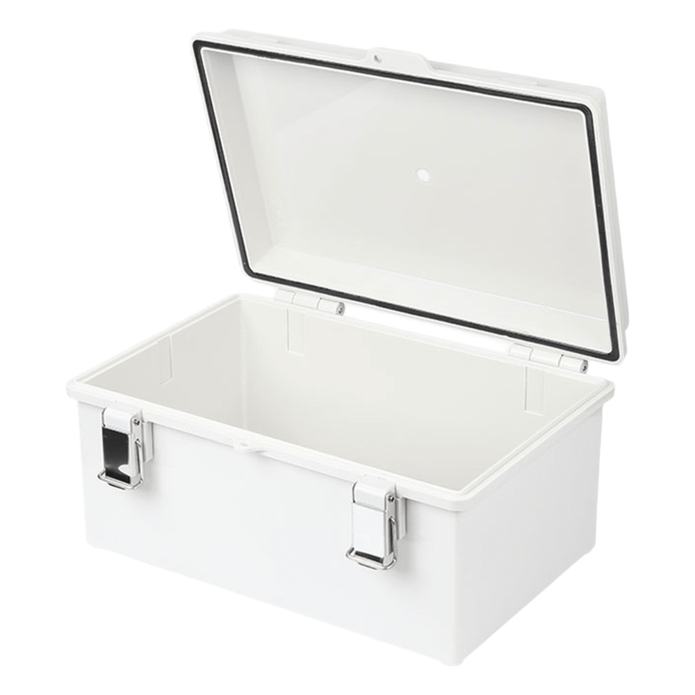 Gabinete de Plástico ABS, Uso en Intemperie IP66 (190 x 290 x 140 mm) cierre por broche Inoxidable y Permite Cerrado con Candado y Llave (Perno 5mm) No Incluido