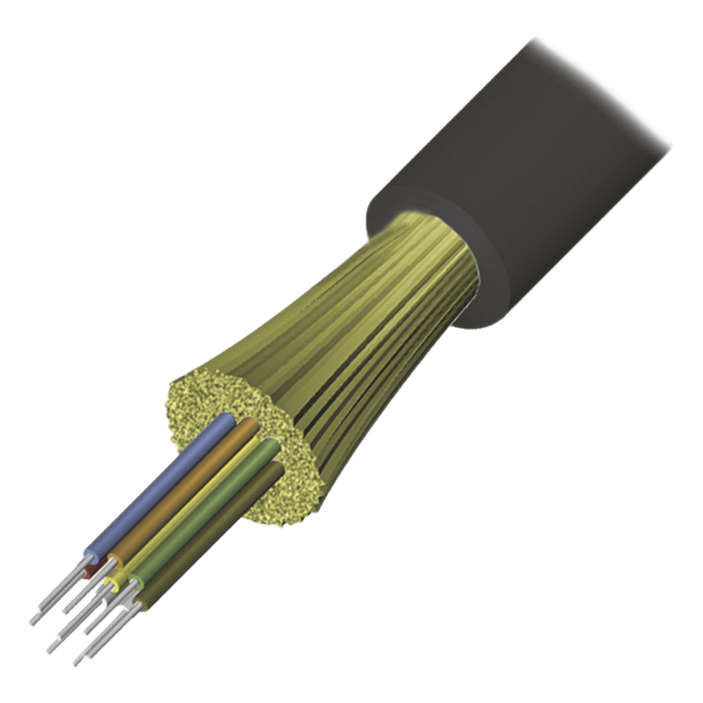 Cable de Fibra Óptica de 12 Hilos, Interior/Exterior, Tight Buffer, No Conductiva (Dieléctrica), LS0H, Multimodo OM4 50/125 Optimizada, 1 Metro (3.28 Pies)