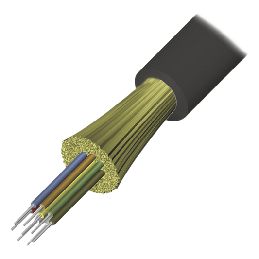 Cable de Fibra Óptica de 12 Hilos, Interior/Exterior, Tight Buffer, No Conductiva (Dieléctrica), LS0H, Multimodo OM4 50/125 Optimizada, 1 Metro (3.28 Pies)