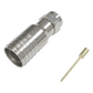 Conector F Macho en 75 Ohm, Plegable para Instalar en Cables Coaxiales RG-11, Cuerpo de Bronce-Niquelado/ Teflón.