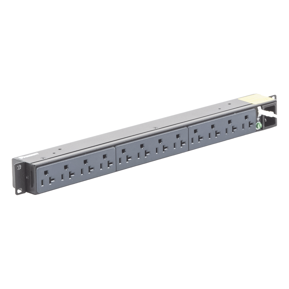 PDU Básico para Distribución de Energía, Enchufe de Entrada NEMA 5-15P, Con 12 Contactos NEMA 5-20R, Instalación Horizontal de 19in, 1UR, 15 Amp, 120 Vca