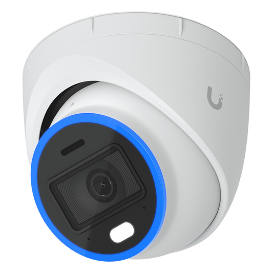 Cámara UniFi Protect Turret AI blanca / 4K(8MP) / Ángulo ultra-ancho 109.9 / Visión Nocturna IR 40 m / AI Avanzado: Reconocimiento de Rostros y Matrículas / LED para color en la noche / Micrófono 2 vías / ranura M