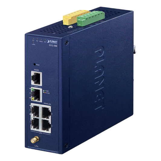 (LoRa) Gateway Industrial LoRaWAN con 5 puertos 10/100/1000T, Banda de 902 a 928 MHz,  Con 2 Entradas y Salidas Digitales