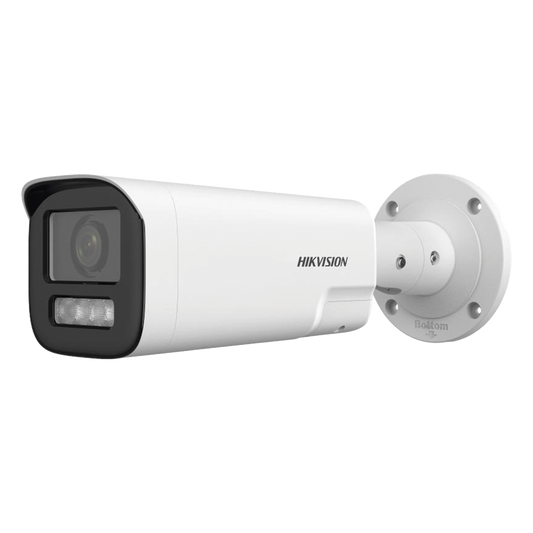 Bala IP 4 Megapíxel / Lente Mot. 2.8 a 12 mm / Dual Light (50 mts IR + 50 mts Luz Blanca) / ACUSENSE Lite / Audio de Dos Vías /  Luz Intermitente y Alerta de Audio / Exterior IP67 / WDR 120 dB / PoE  / Micro SD