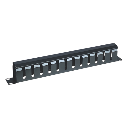 Organizador de Cables Horizontal de 1U para Rack de 19" con Cubierta Metálica