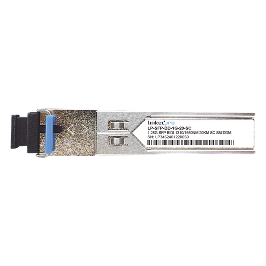 Transceptores Ópticos Bidireccionales SFP (Mini-Gbic) / Monomodo 1310 & 1550 nm / 1.25 Gbps / 1000BASE-BX / Conector SC/UPC Simplex / DDM / Hasta 20 km / 2 Piezas