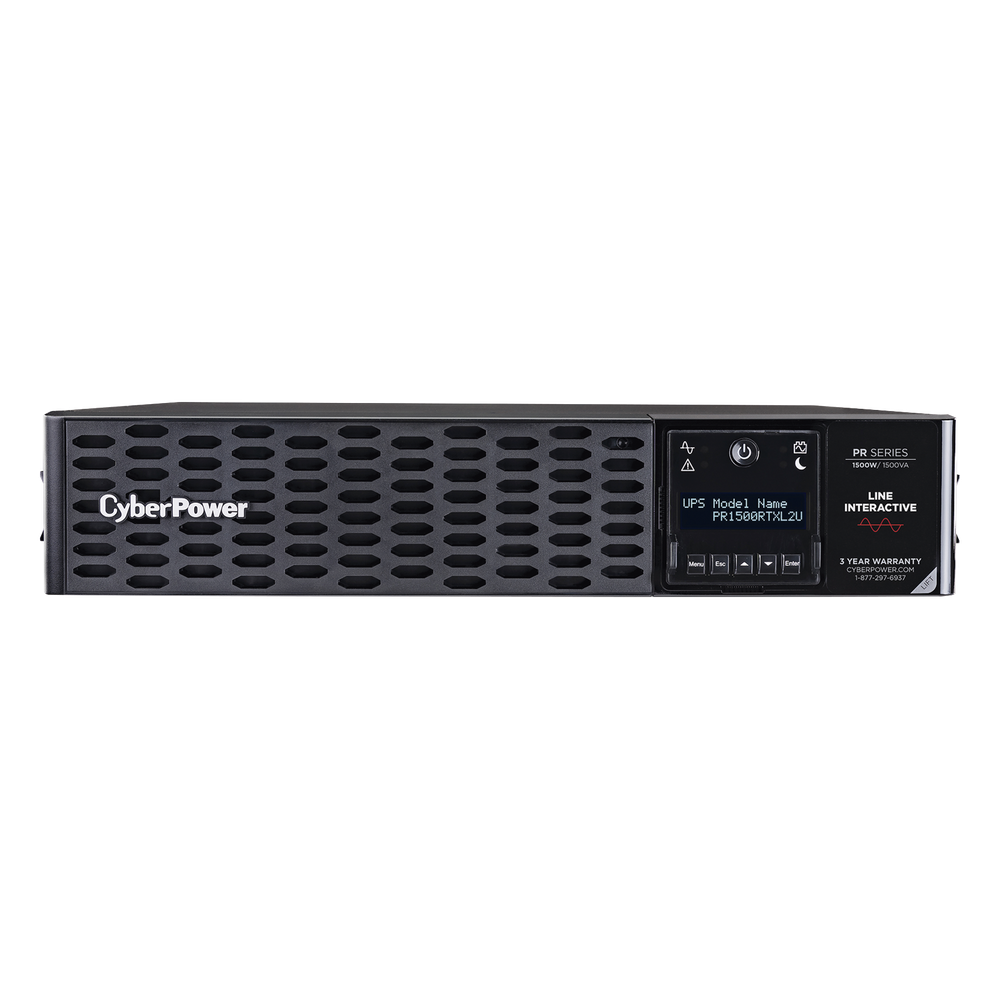 UPS de 1500 VA/1500 W, Topología Línea Interactiva, Entrada 120 Vca NEMA 5-15P, Onda Senoidal Pura, Torre o Rack 2 UR, Con 8 Tomas NEMA 5-15R