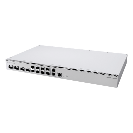 Switch de Red MikroTik CRS812 DDQ / 400 Gbps / 8 Puertos SFP56 de 50G / 2 Puertos QSFP56 de 200G / 2 Puertos QSFP56-DD de 400G / RouterOS v7 / ARM Quad-Core 2 GHz / 4 GB RAM / Rackmount