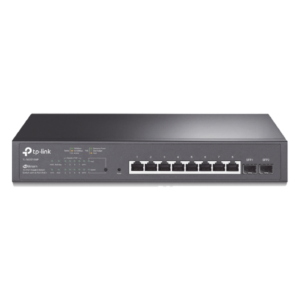Switch PoE JetStream SDN Administrable 8 puertos 10/100/1000 Mbps + 2 puertos SFP, 8 puertos PoE, 150W, administración centralizada OMADA SDN