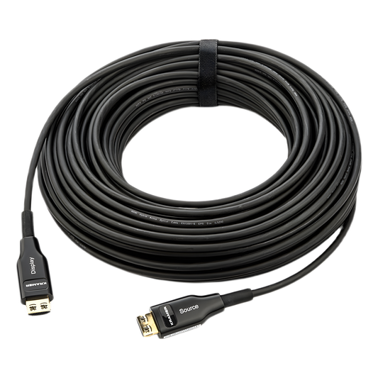 Cable Optico HDMI Híbrido | 4K@60Hz 18 Gbps | 20 m | Fibra OM3 + Cobre | LSHF | Bañado Oro 24K | HDCP 2.2 | HDR | ARC | CEC