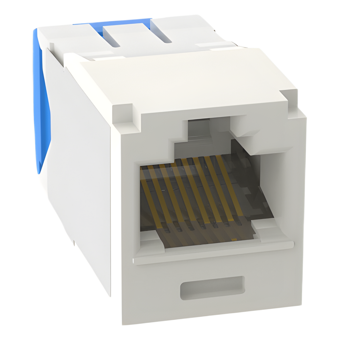 Conector Jack RJ45 Estilo TG, Mini-Com, Categoría 6A, Con Gel Resistente a la Corrosión, de 8 Posiciones y 8 Cables, Color Blanco Mate
