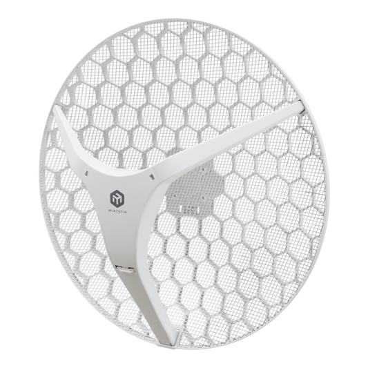 CPE para exteriores de largo alcance con Wi-Fi 6, ideal para enlaces punto a punto, disponible en una versión de 27 dBi (XL).