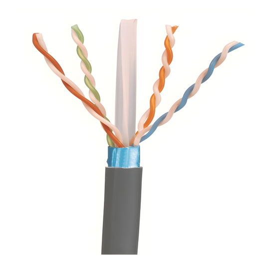 Bobina de Cable Blindado F/UTP de 4 Pares, Cat6A, Soporte de Aplicaciones 10GBase-T, LSZH (Libre de Gases Tóxicos), Color Gris, 305 Metros (1000 Pies)