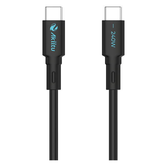 Cable de Carga USB-C a C / 1 Metro (3.28 Pies) / Magnético / Tecnología GaN (Nitruro de Galio) / Fast-Charging / Potencia 240W / Velocidad Transferencia 480 Mbps / Material / Conector Aluminio Anodizado