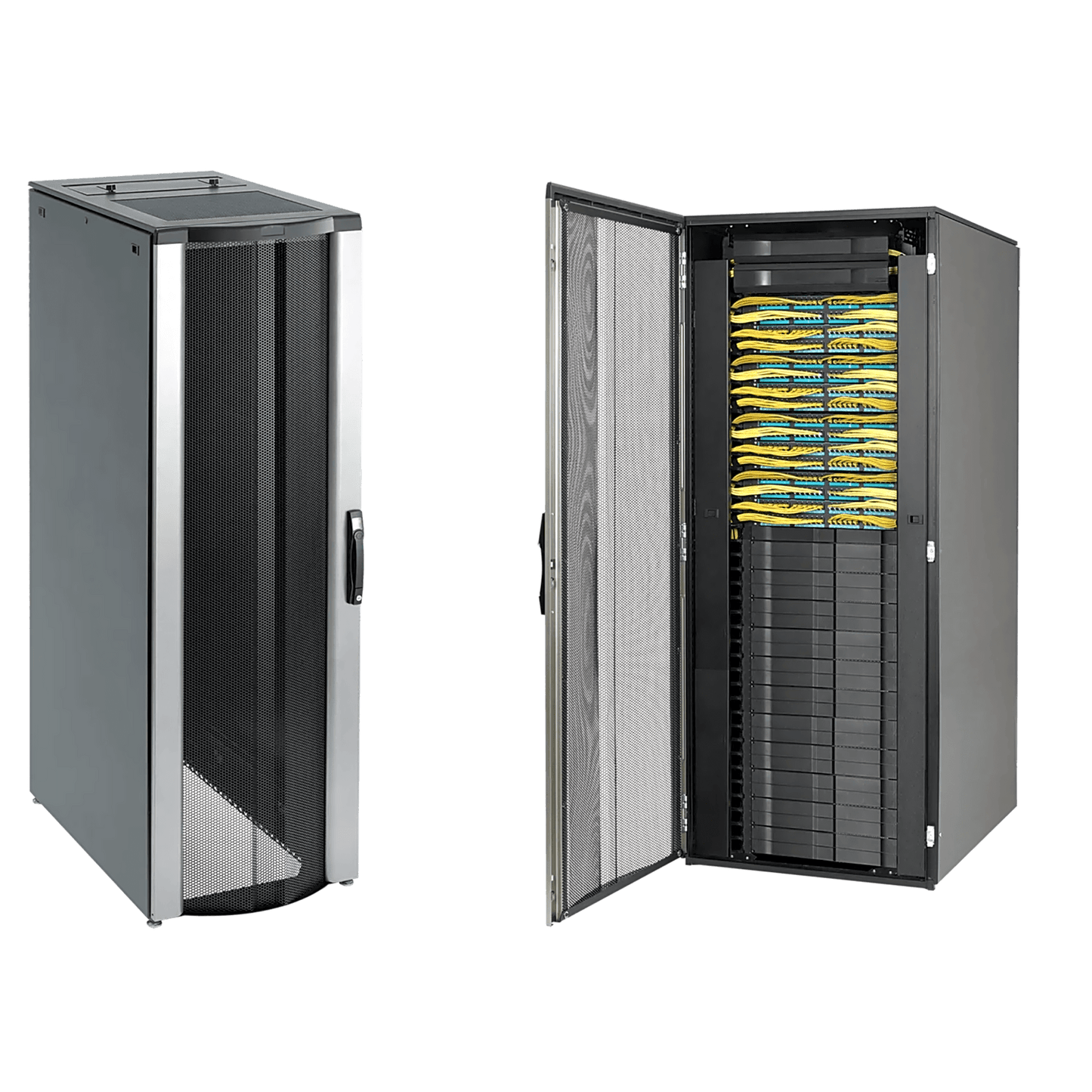 Gabinete Rack ProLine ConnecTek 42 UR / 2000 x 800 x 1100 mm Con Capacidad 1134 kg  Acero, Color Negro Con Organizadores Laterales Frontal y Traseros Incluidos