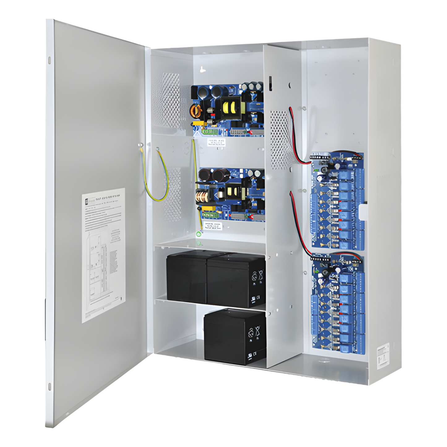 Fuente de poder DUAL ALTRONIX de 12 Vcc @ 9.3 Amper, y 24 Vcc @ 9.6 Amper con 16 salidas, con capacidad de batería de respaldo, requiere batería, para aplicaciones de control de acceso, alarmas, CCTV, con voltaje de entrada en 120 Vca