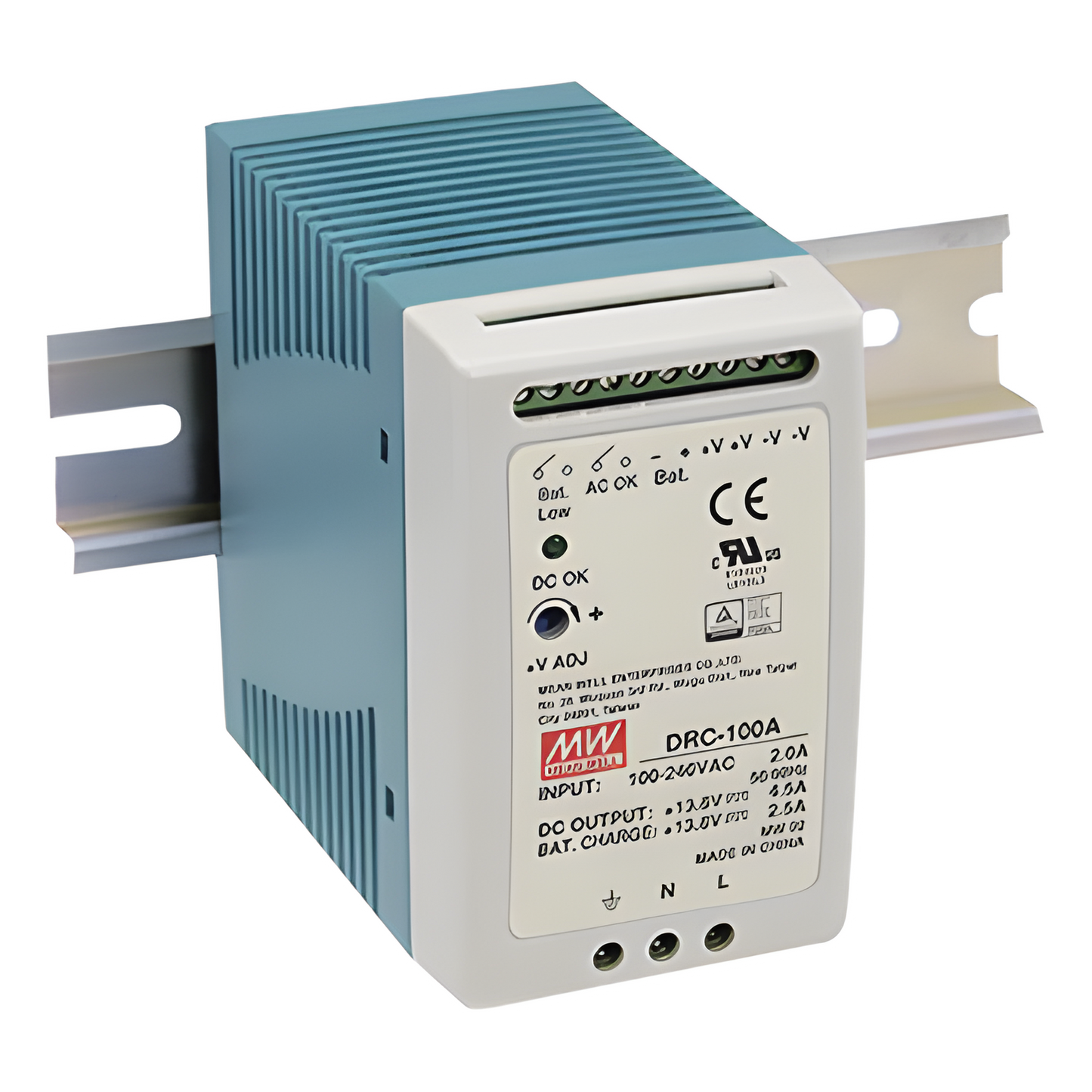 Fuente de poder Riel Din 12V, 100W con Cargador de Batería