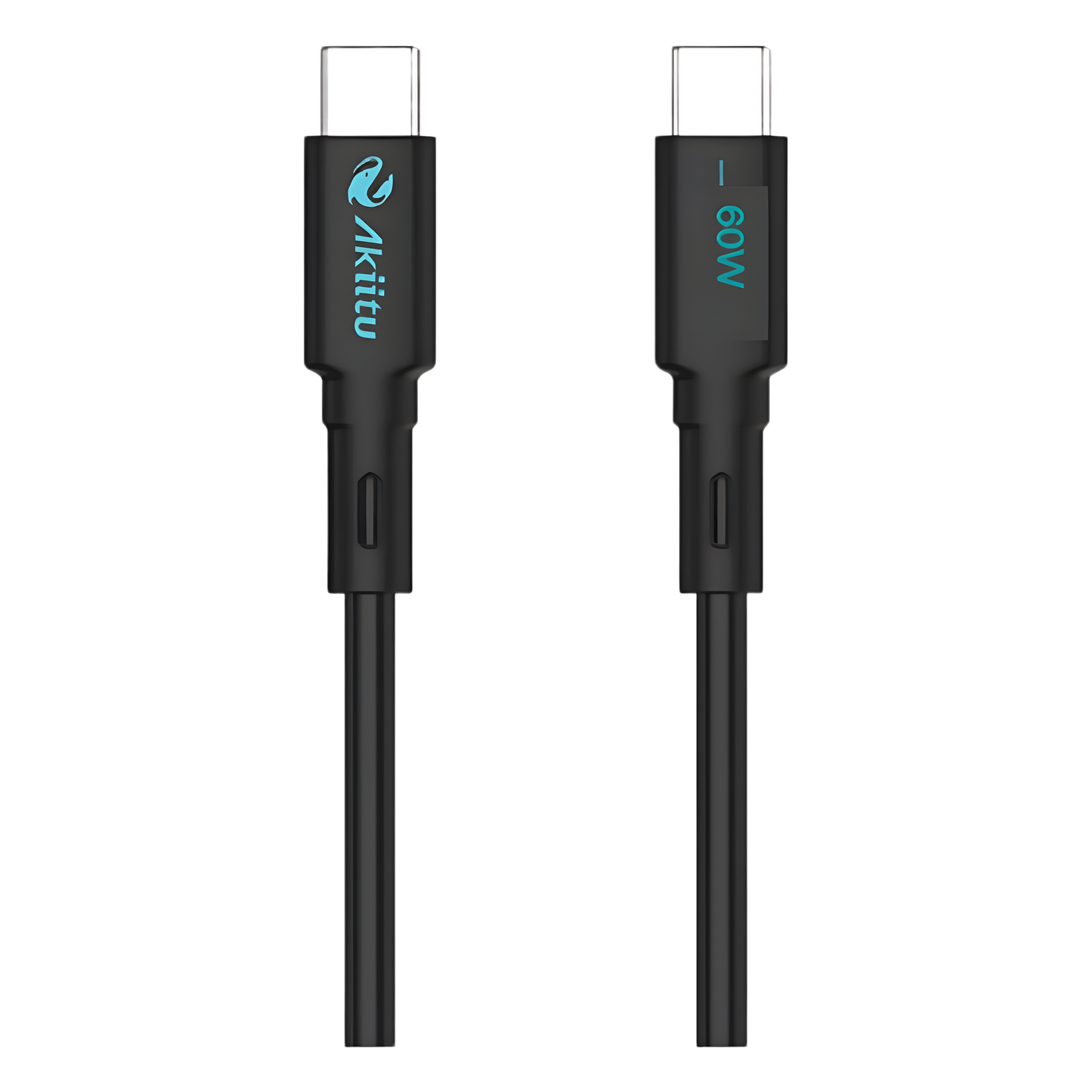 Cable USB-C a USB-C / 1 Metro / Carga Rápida 60W / Transferencia 480 Mbps / Magnético de Silicona Líquida / Auto-enrollable / Anti-enredos / Negro