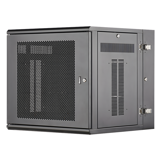 Gabinete PanZone de Montaje en Pared, de 19in, Puerta Ventilada, 12 UR, 635mm de Profundidad, Color Negro