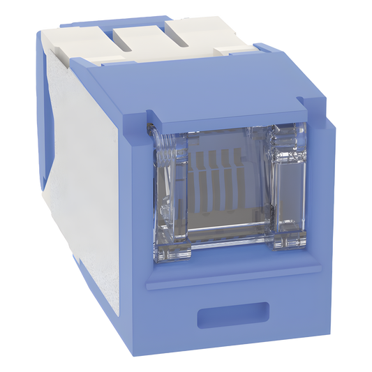 Conector Jack RJ45 Estilo TG con Ventana, Mini-Com, Categoría 6A, de 8 Posiciones y 8 Cables, Color Azul
