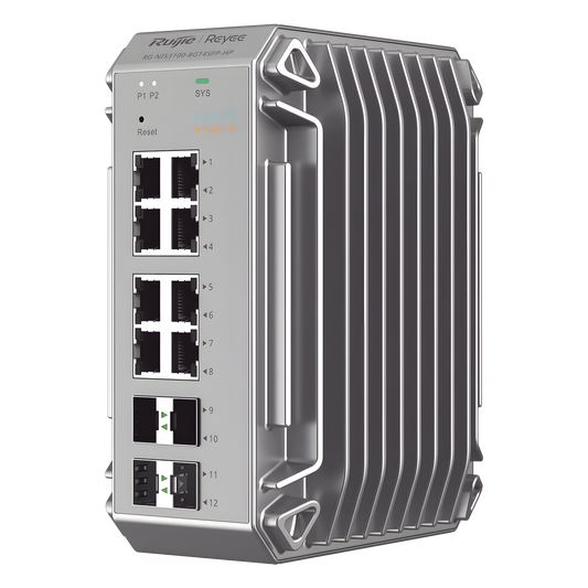 Switch Industrial PoE, Ideal para temperaturas Extremas y protección contra descargas, 8 Puertos Gigabit PoE 802.3 af/at, 4 Puertos SFP Administrable Cloud
