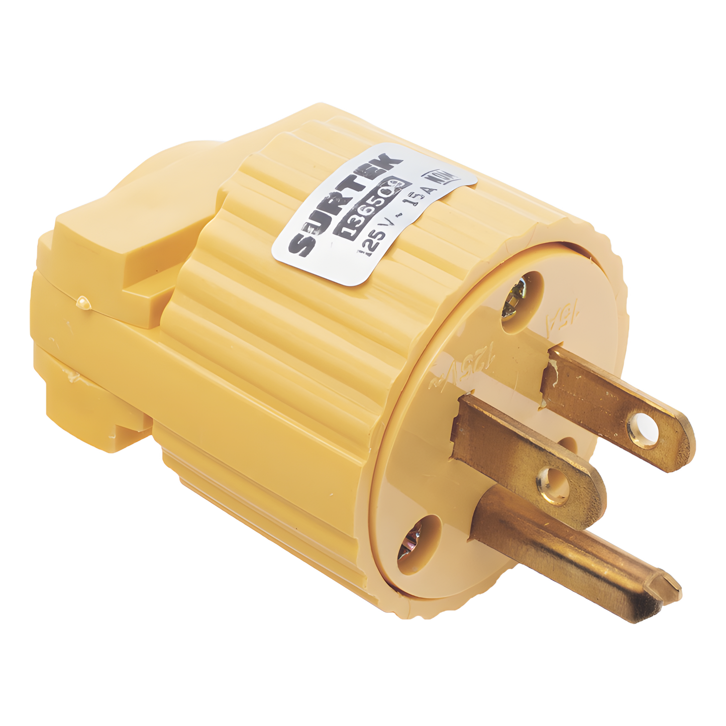 Clavija con Abrazadera Plástica Aterrizada  / 127 V CA 15 A Max.  / Fabricada en Plastico ABS.