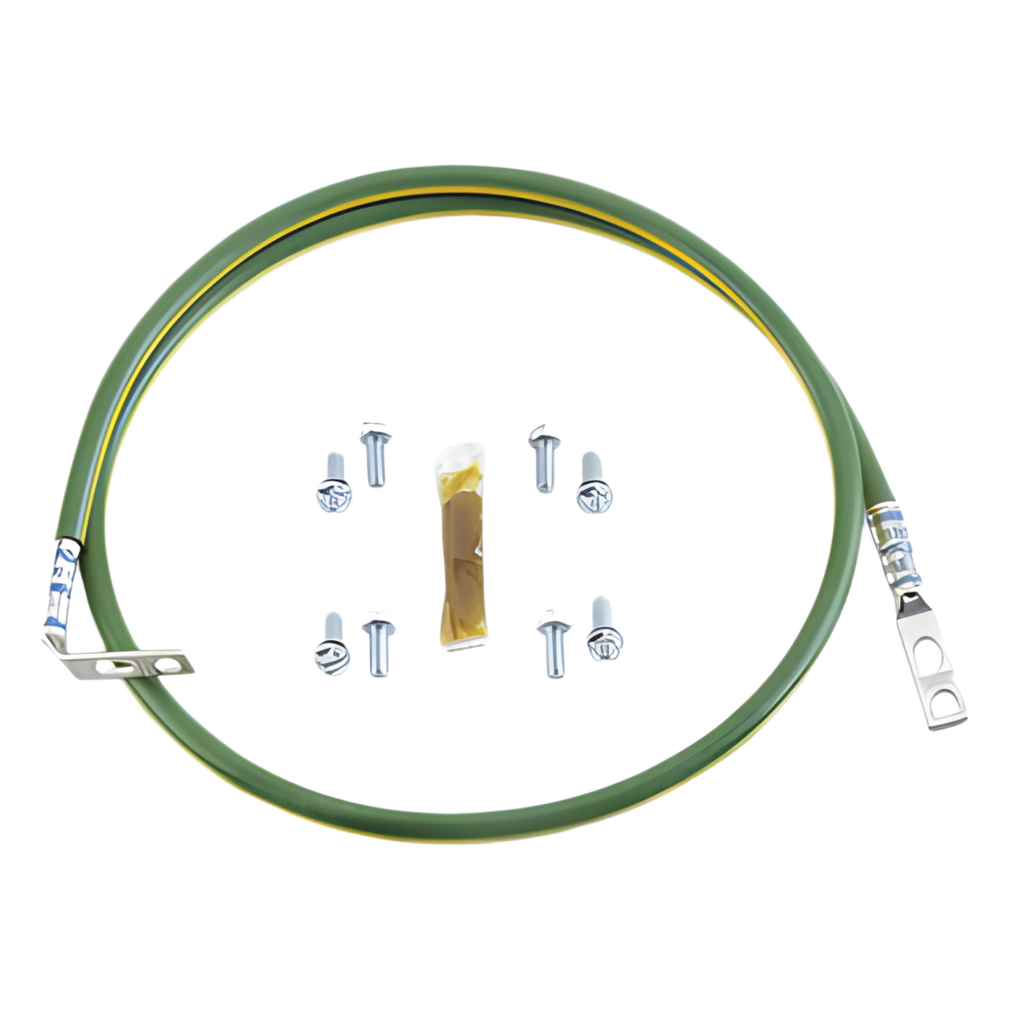 Jumper para Aterrizar Equipos en Racks o Gabinetes, 6 AWG, con Terminal Doblada a 45 Grados, Para Conexión a Tierra y Terminal Recta Para Equipos, 61 cm de Largo