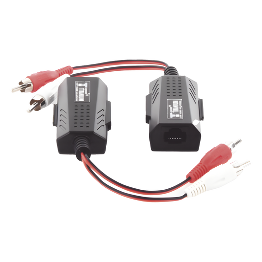 Balun Extensor de Audio Analogo Estereo RCA a RJ45 / Distancia 800 Metros (2625 Pies) / Cable CAT5-6 / Conector 100% Cobre / Protección TVS, Calidad Premium