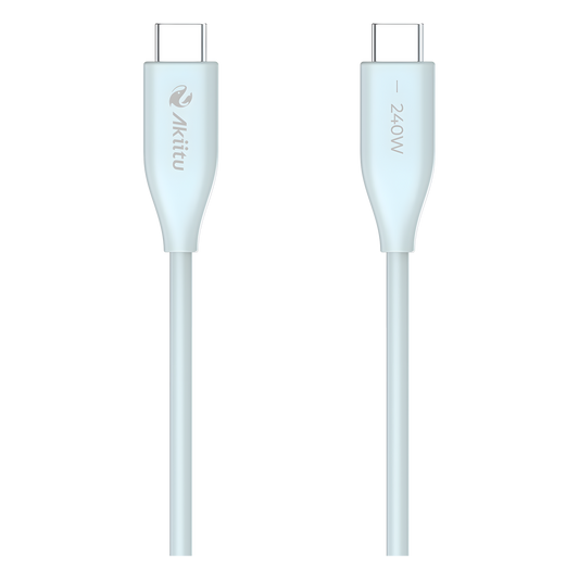 Cable de Carga USB-C a C 1.5 Metros / Potencia 240W / Velocidad Transferencia 480 Mbps / Tecnología GaN (Nitruro de Galio) / Fast-Charging / Material Silicona No Tóxica /  Conector Aluminio Anodizado