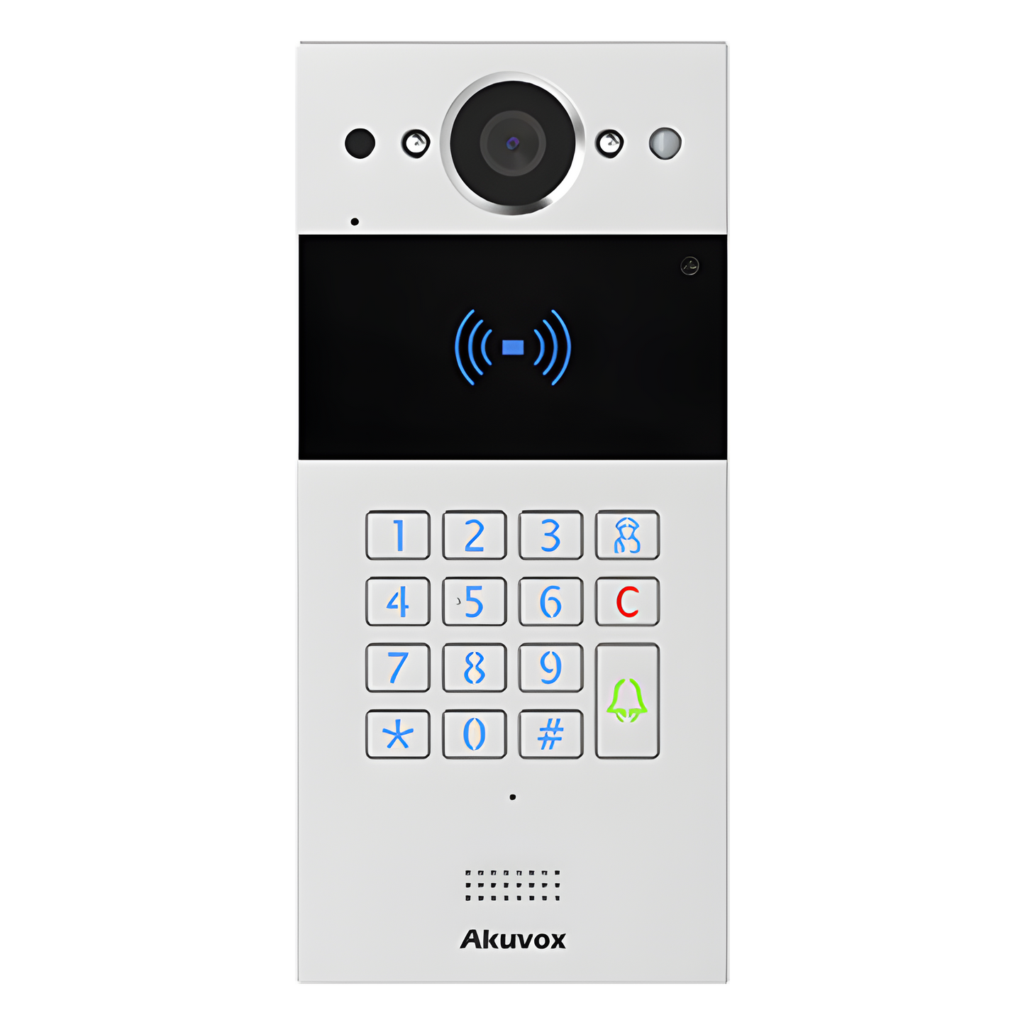 Videoportero SIP / Teclado y Lector de Tarjeta / Notificación App / Notificación Llamada Telefónica / Configuración en la Nube / POE / IP65 / Cámara de 2 MP / NFC / PIN Temporal para Visitas / Control de 2 Puertas